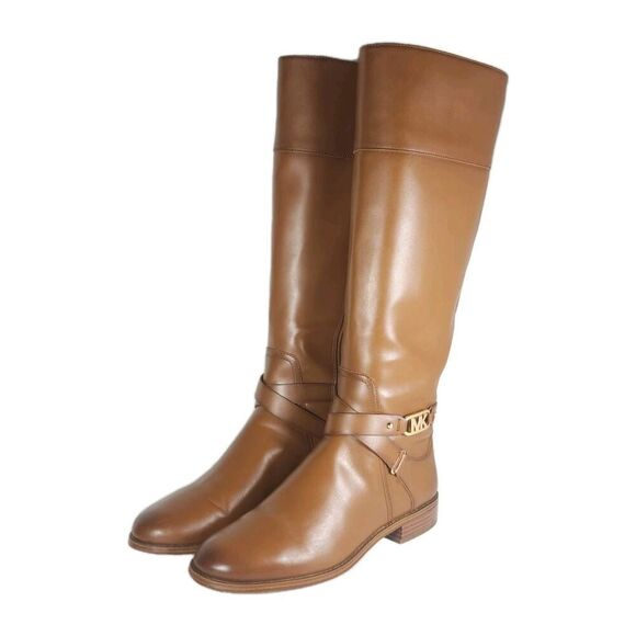 Michael Kors Women’s Preston US 8M Cognac Brown Side Zip Tall Riding Boots - Picture 1 of 16
